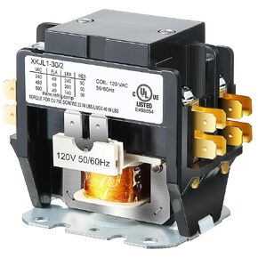 Dreyoo 1 Pack Carrier HVAC Motor Contactor, 120V 30 Amp Coil 2 Pole Replacement Relays Compatible with C230B, Air Conditioner, Heat Pump, Refrigeration Systems