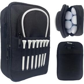 Portable Golf Valuables Pouch - Multi-Functional Golf Bag Organizer Pouch,Large Capacity for Golf Balls Bag- Golf Gift for Men and Women (White Edge)