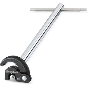 DURATECH 11" Basin Wrench, Sink Wrench, Adjustable Tap Nut Spanner Basin Spanner, Capacity of 3/8" to 1-1/4" for Fixing Back and Union Nuts Under Sink