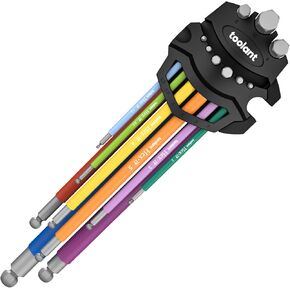 toolant Allen Wrenches Sets 22pcs(Metric&SAE), Extra Long Arm Allen Key Set with Ball End, Crafted Hex Key Set with Color Coded Sleeves, Unique Patented Holder Design for Magnetizing and Demagnetizing