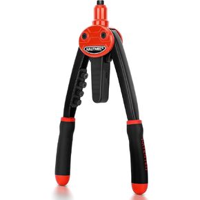 HAUTMEC Rivet Gun with Automatic Rebound Labor-Saving Design, 13" Pop Rivet Tool with 5 Tool-Free Interchangeable Nosepieces, Heavy Duty Hand Riveter for Metal, Aluminum, Steel, HT0387