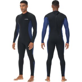 Men Wetsuit, 5/4mm Upgrade CR Neoprene Wetsuits for Men, Ideal Thermal Wet Suit in Cold Water, Back Zip for Surfing Snorkeling Diving Swimming
