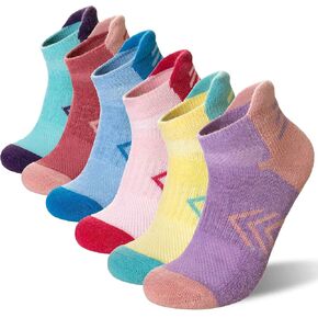 Velice Merino Wool Ankle Hiking Running Socks for Women Compression Support Thick Cushion Breathable No Show Socks 6 Pairs