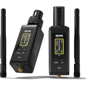 UHF Wireless XLR Transmitter and Receiver with Dual Antennas, 470ft Range, Auto Channel Scanning, Plug-on Wireless Mic Adapter for Audio Mixer, Sound Field Test, Acoustic Measurement, F30