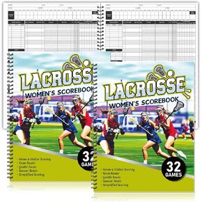 2 Pcs Lacrosse Scorebook Men's Score Keeping Book for 32 Games Spiral Bound Scorebook with Scoring Instructions 9.25 x 12 Inch Lacrosse Scorebook for Coach School Adult Supply