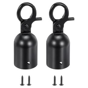PATIKIL 1.1"x3.2" Stanchion Rope End Stopper, 2 Pack Cord End Caps Barrier Rope End Cap Snap Hooks for Crowd Control Queue Divider, Black