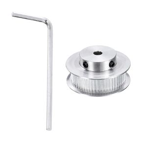 uxcell GT-2 60T Pulley Synchronous Wheel 5mm Bore, Aluminum Timing Pulley 60 Teeth, Fit Width 10mm Timing Belt for 3D Printer CNC Machine (with A Wrench)