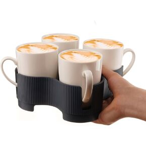 Muldale Reusable Drink Carrier 4 Cup - UK Made Drink Caddy Portable Mug Carrier - Sturdy RV Cup Organizer and Travel Coffee Tray - Spill Resistant - Perfect for Camping