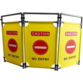 3 Panels 5.8FT Foldable Safety Barricade Security Sign Barrier Heavy Duty PVC Frame "NO ENTRY" Caution
