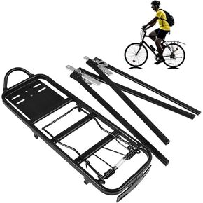 154Lb Capacity Almost Universal Adjustable Bike Cargo Rack Cycling Equipment Stand Footstock Luggage Carrier Racks with Reflective Logo for V Brake Disc Brake Road Bike