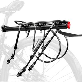 Rear Bike Rack,Bike Cargo Racks Frame Aluminum Alloy Universal Adjustable Bicycle Rear Luggage Touring Carrier Racks for 24 Inch-29 Inch Frames, Black