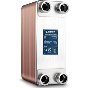 5"x12" 60 Plates Heat Exchanger with 1-1/4" MPT Port Water to Water 316L Stainless Steel Brazed Plate Heat Exchanger for Water Heating, Floor Heating, Commercial and Industrial Refrigeration