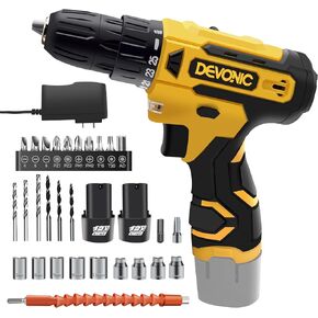 DEVONIC Cordless Drill Set,21V Electric Drill with 2 Lithium Battery and Charger,3/8"Keyless Chuck,25+1 Torque Setting and 28pcs Drill Screwdriver Bits