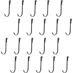 20 Pcs Stainless Steel J Shaped S Hooks Black Snap-On Hooks for Kitchen, Bathroom, Bedroom, Office, Wire Shelf Heavy Duty Ceiling Hooks for Hanging Plants