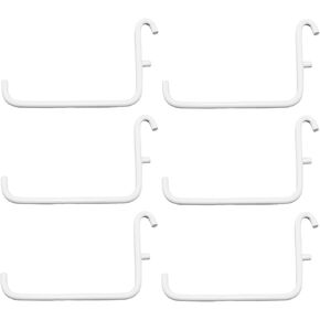 DZS Elec 6PCS Hole Plate Hooks 6x9.5cm No Punch Shelf Metal Organizer Shelf Partition Home Kitchen Bathroom Dormitory Office Workstation Wall Hanging White