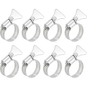 uxcell 8Pcs Stainless Steel Hose Clamps Worm Gear Hose Clamp, 52-76mm (2"to 3") Adjustable Thumb Screw Key Type Clamps Fuel Line Clamps 12mm Bandwidth for Plumbing, Automotive