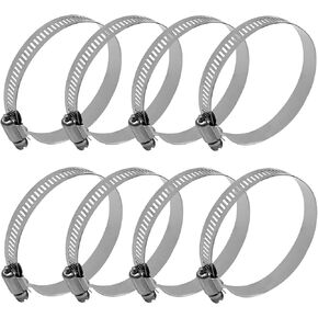 8PCS 2.5 Inch Adjustable 304 Stainless Steel Hose Clamps, Worm Gear Duct Clamp for Air Ducting, Automotive Plumbing and Mechanical Applications, Fits 2"-3" (52-76mm) Diameter Hoses