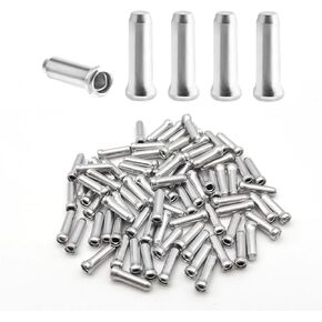 100 PCS Bike Wire End Cap, Aluminum Alloy Brake Wire Crimping Parts, Bicycle Brake Line Inner Wire End, Universal for Bicycles (Silver)