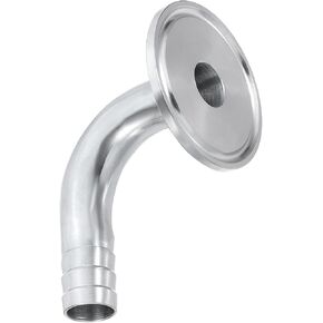 PATIKIL 90 Degree Elbow Tri Clamps Hose Barb, Sanitary Hose Barb Pipe Fitting 0.5 in Tube 50.5MM Ferrule (1.5" Tri Clamps) 304 Stainless Steel for Brewery Winery Food Processing Equipment