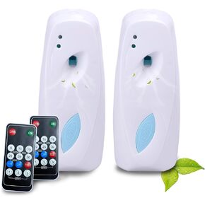 (2-pack) Automatic Air Freshener Spray Dispenser, Wall Mounted or Freestanding Sprayer Holder, Multiple Time Settings, Commercial and Home Use in Bathrooms, Offices, Living Rooms, etc (White1120M-RE)