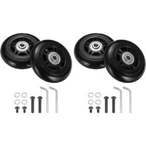 uxcell Set of 2 Luggage Wheels Replacement 72 x 24 mm/2.8" x 0.9" Rubber Swivel Caster Bearing Wheels Repair Kits for Suitcase Inline Outdoor Skate,Black
