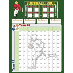 NEW AND IMPROVED SUPER FOOTBALL GAME DAY BETTING POOL SQUARES POSTER for HOME PARTY OFFICE SPORTS BAR LARGE SIZE 18" x 24"