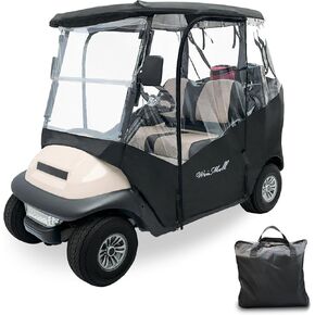 2 Passenger Golf Cart Driving Enclosure, Golf Cart Cover for Club Car Precedent & Tempo, 4-Sided Clear Window Waterproof Windproof Golf Cart Rain Cover All Weather Outdoor Protection