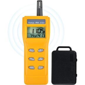 DANOPLUS CO2 Meter Handheld CO2 Detector, 0-9999ppm Digital CO2 Monitor Temperature and Humidity Meter Carbon Dioxide Detector with NDIR Sensor Buzzer Alarm and Clibration Function for Home Grow Room