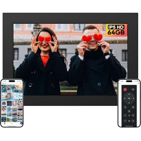 64GB 10.1" Digital Picture Frame, 1280 x 800 IPS Touch Screen Electronic Photo Frame, Pre-Load Photo Gift Mode Without Open Package, Auto-Rotate, Wall/Table Mountable, App Share Photos Black Edition