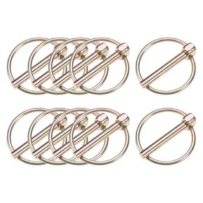 10-Pack 11/64" Linch Pin with Ring, 1-1/2" Carbon Steel Lynch Pin Trailer Pins for Boat/Truck/Tractor/Trolley/Lawn Mower, Lock Clips Fastener Pin [4.5x38mm, Colored Zinc]