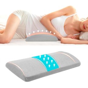 Lumbar Support Pillow for Bed, Memory Foam Low Back Pillow for Back Pain Relief, Ergonomic Waist Pillow for Sleep: Side, Back and Stomach Sleepers, Bed Rest Pillow (Gray)