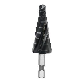5-pc Step M3 HSS Cobalt Step Drill Aluminum-Titanium-Nickel Coated Four helical Cutting Edges Hex Shanks Includes Sizes 1/4“ to 1-3/8" 1/4“ - 3/4" 1/8“ - 1/2" 3/16“ - 1/2" 3/6"- 7/8"