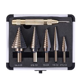 Four Spiral Flute Cobalt Step Drill Bit, 1/4"-3/4" M35 Cobalt Step Drill Bit Wear-Resistant AlTiN Coated, 1/4" Hex Shank for Hole Drill in Stainless Steel, Copper, Aluminum, Wood, Plastic