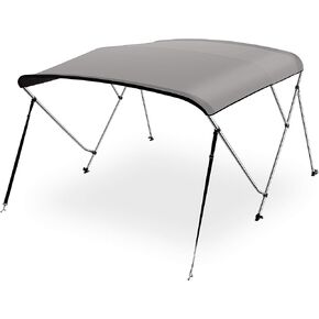 SereneLife Waterproof Boat Bimini Top Cover - 67-72" W 3 Bow Bimini Top Sun Shade Boat Canopy - 1" Double Wall Aluminum Frame Tubes, 2 Front Straps, 2 Rear Support Poles, Storage Boot SLBTW72G, Gray