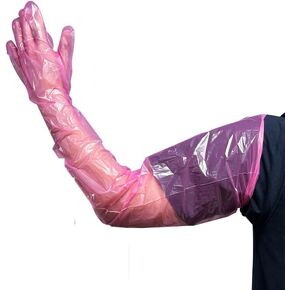 Disposable Gloves Long Sleeve Shoulder Length 100pcs 35"Vinyl Gloves for Cleaning Housework