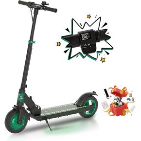 Electric Kick Scooter,3 Adjustable Height & Speed,350W Motor,8.5'' Solid Tires,Max 15 Mph Speed,Foldable Electric Scooter for Family (Cool Pedal Lights & LED Display)-Dark Green
