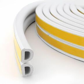 66FT Weather Stripping Seal Strip for Doors/Window, 20M Self Adhesive Insulation Seal Strip Tape, Soundproofing Anti-Collision Weatherstrip for Winter (2 Rolls, White)