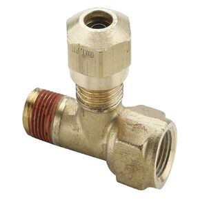 VS271NTA-6-6 Brass Air Brake-NTA Male Run Tee Fitting, 3/8" Compression Tube x 3/8" Male Thread