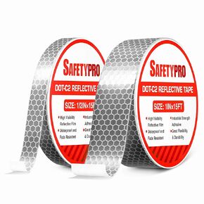 Reflective Tape Outdoor - DOT-C2 Approved, Waterproof, and High Viscosity, Waterproof for Vehicles, Trailers, Boats, Clothes, Bikes, Helmets, Mailboxes - 2 Pack, 1" x 15ft & 1/2" x 15 ft