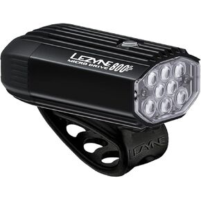 LEZYNE Micro Drive Bicycle USB Rechargeable IPX7 Waterproof White LED Front Light w/Multiple Solid & Flash Modes | Integrated Silicone Rubber Strap Mount - 800/600 Lumens Options