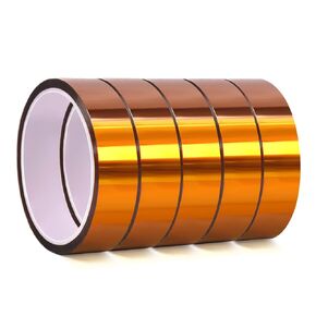 QILIMA Polyimide Tape, High-Temperature Resistant Tape, kapton Tape, No Residue Heat-Resistant Tape for Electric Task, 3D Printing, Soldering, Sublimation, Masking, 5 Pack 1inch x 33m(108ft)