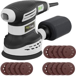Orbital Sander 3.0AMP(360W),14000RPM Random Orbit Sander Tool with 6 Variable Speeds, 5" Electric Palm Sander Kit with Dust Bag,15pcs Sandpapers for Woodworking & Sanding, Light Gray