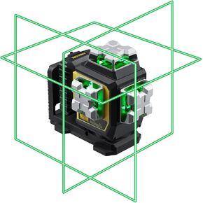 Firecore Laser Level 360 Self Leveling Kit, Heavy Duty 3 x 360° Green Cross Line Laser with High Precision, Outdoor Pulse Mode 197 Ft - 2 Rechargeable Batteries, Laser Track Clip & Hard Carry Case