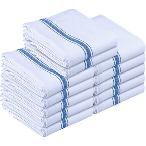 Utopia Towels Blue Dish Towels [12 Pack - 15 x 25 Inches] 100% Ring Spun Cotton Highly Absorbent & Reusable Cleaning Bar, Tea, Kitchen and Dishcloths Set - 200 GSM