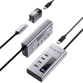 Powered USB C Hub, 7 in 1 USB C Hub Support Data 10Gbps & Charging(Not Support Video), USB C Powered Hub 10Gbps Ports for iMac, MacBook Pro/Air, iPad, XPS, USB Hub with 30W PD Power Adapter