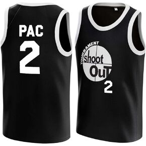 Men Pac #2 Above The Rim Movie Basketball Jersey Black - Stitched Letters & Numbers S-3XL Authentic Fan ApparelS-3XL