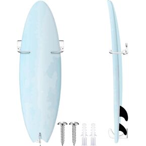 Yousoontic 2 Sets Surfboard Wall Mount Rack Clear Acrylic Surf Board Wall Display Vertical Surfboard Wall Rack Storage Holder for Surfboards Short Boards Snowboard Holds 50 Lbs(Hook Base)