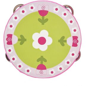 15cm Wood Handheld Tambourine Metal Jingles Hand Held Percussion Drum for Kids Dance Song Gifts(3#)