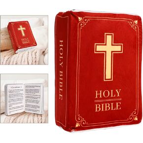 Bible Pillow, 13x8.66x3.54 Inch Velvet Book Shape Pillow Plush That Opens Scripture Khaki Holy Bible Pillow Cozy Faith Bible Gift for Women Men