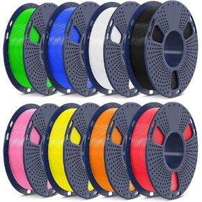 SUNLU 3D Printer Filament Bundle Multicolor PETG Filament 1.75mm, Individually Vacuum Packed, 2kg in Total, 0.25kg per Spool, 8 Pack, 8 Colors, Black+White+Blue+Green+Red+Orange+Yellow+Pink